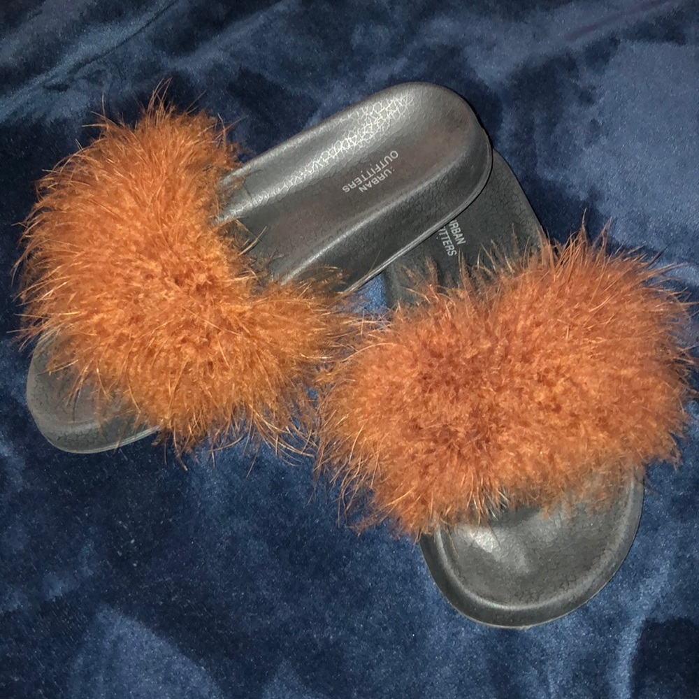 Urban outfitters feather slides